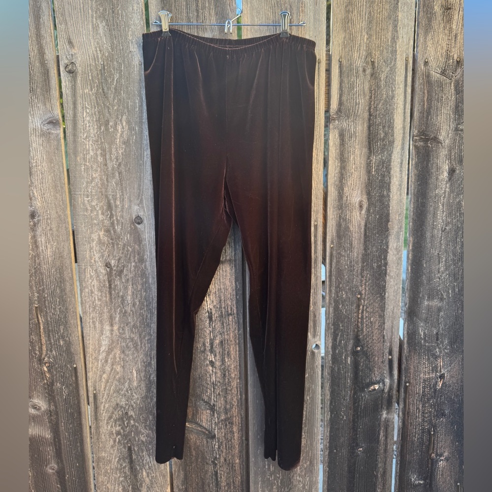 American Vintage Chic Chocolate Velour Velvet Straight Leg Women's Pants - Picture 1 of 1